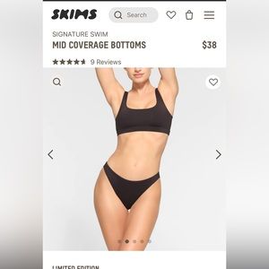 Skims - Mid Coverage Bikini Bottoms - Onyx